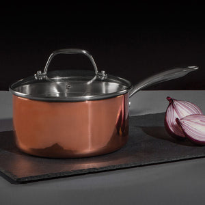 Copper Finish 18cm Saucepan with Lid | Minerva