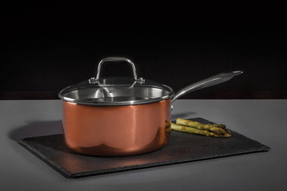 Minerva Copper Finish 20cm Saucepan with Lid
