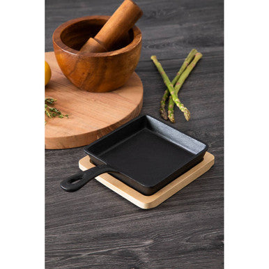 Hygge Square Pan On Wood Base