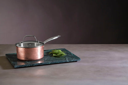 Small 16 Cm Hammered Copper Finish Saucepan with Lid | Minerva