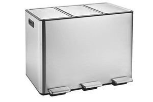 45L Satin Stainless Steel 3 Compartment Recycle Bin | Rex