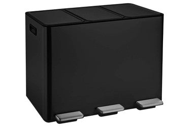 Rex 45Ltr Matt Black Recycle Bin With 3 Compartments