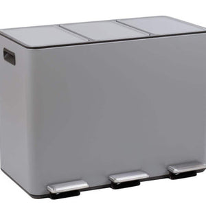 45L Matte Grey 3 Compartment Recycle Bin | Rex