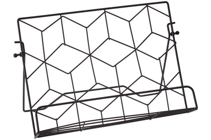 Black geometric wire wall shelf on a white background