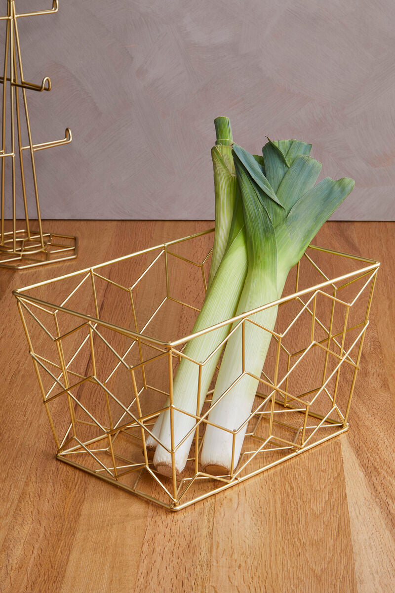 Vertex Contour Matte Gold Storage Basket