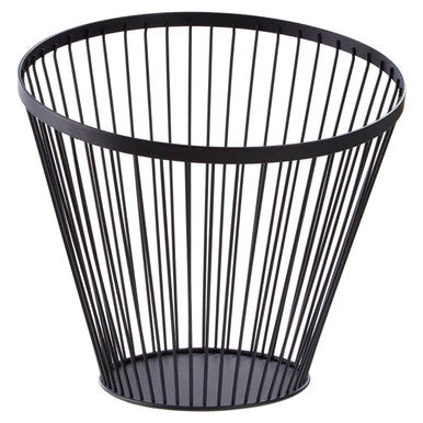 Black wire waste bin on a white background