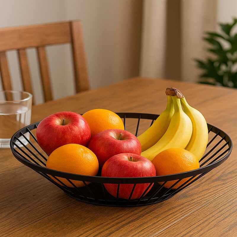 Emery Matt Black Fruit Basket with Flat Base