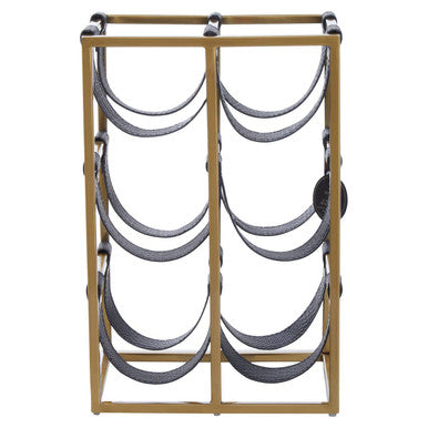 Mixology Six Bottle Sling Wine Rack In Gold Finish