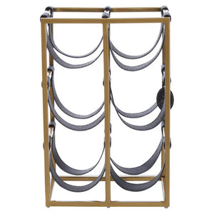 Mixology Six Bottle Sling Wine Rack In Gold Finish