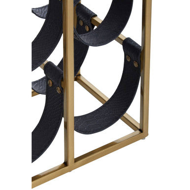 Mixology Six Bottle Sling Wine Rack In Gold Finish