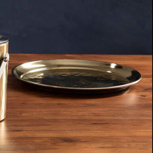 Brass Finish Large Serving Plate | Miressa