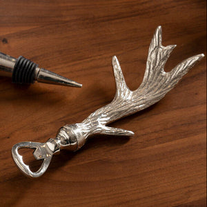Antler Silver Aluminium Bottle Opener with Antler Handle