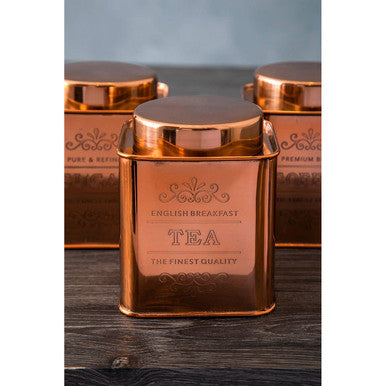 Chai Square Copper Finish Tea Canister