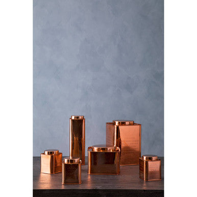 Chai Square Copper Finish Tea Canister