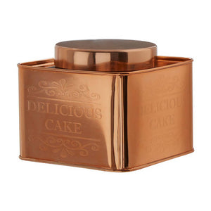 Chai Square Copper Finish Cake Canister