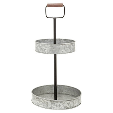Drummond Two Tier Galvanised Steel Cake Stand With Handle