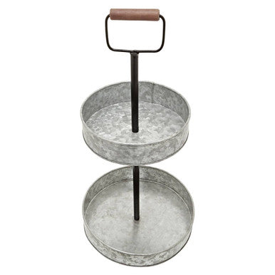 Drummond Two Tier Galvanised Steel Cake Stand With Handle