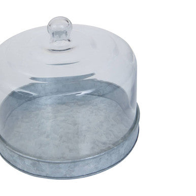 Drummond Galvanised Steel Cake Plate With Glass Dome