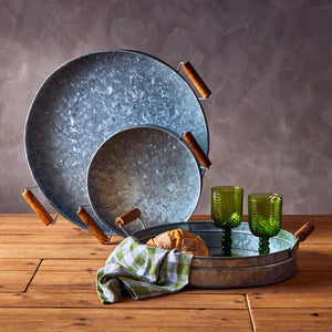 Drummond Set Of Three Round Galvanised Steel Trays