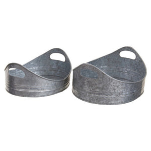 Drummond Set Of Two Galvanised Steel Oval Trays