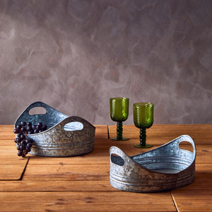 Set of Two Galvanised Steel Oval Trays | Drummond