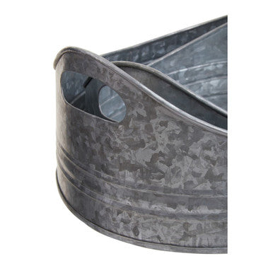 Drummond Set Of Two Galvanised Steel Oval Trays