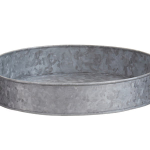 Round Galvanised Steel Tray with Wood Handles | Drummond
