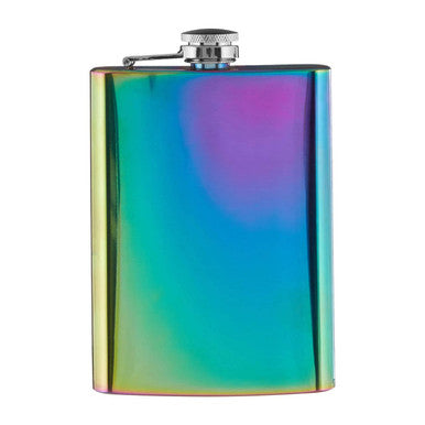 Multicolored hip flask on a white background