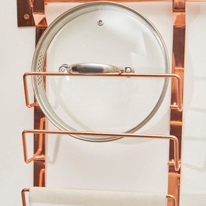 Rose Gold Hanging Pan Lid Rack | Sorello