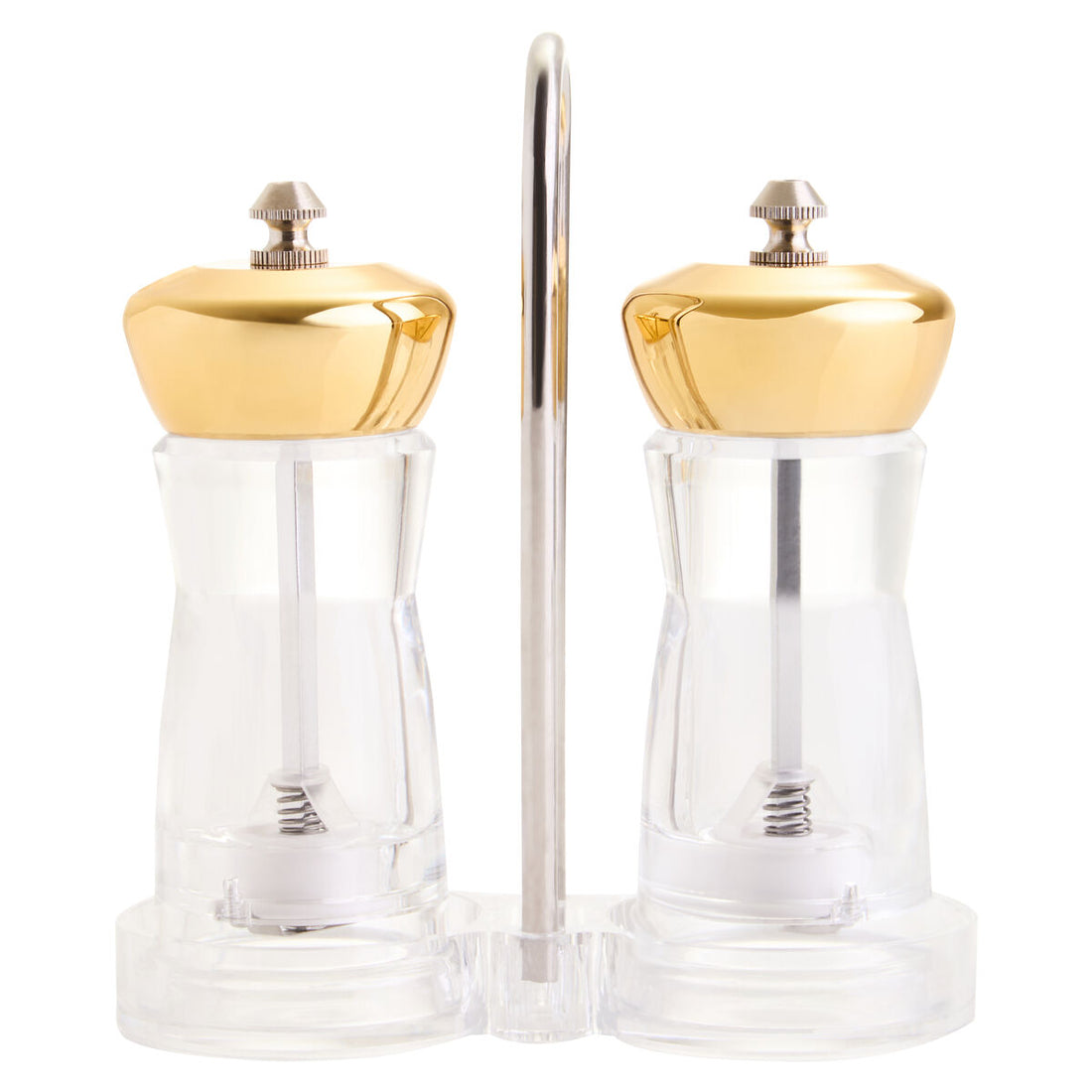 Gold Salt and Pepper Mill Set on Stand | Cody