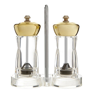 Gold Salt and Pepper Mill Set on Stand | Cody