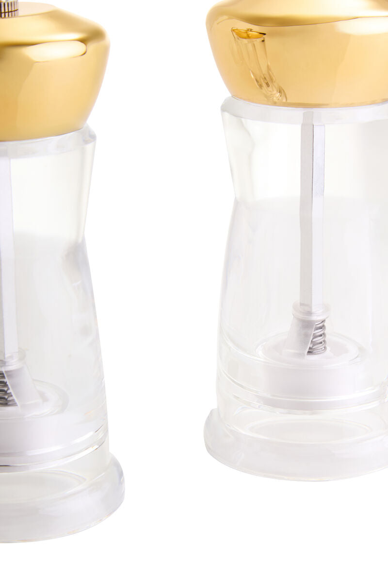 Gold Salt and Pepper Mill Set on Stand | Cody