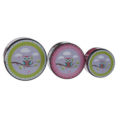 Set Of Three Happy Owls Storage Tins