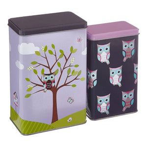 Paice Set Of 2 Happy Owls Storage Canisters