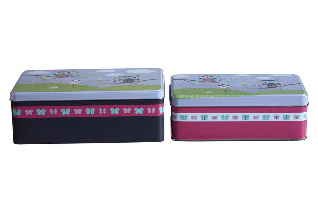 Paice Set of 2 Happy Owls Storage Tins - Image 1