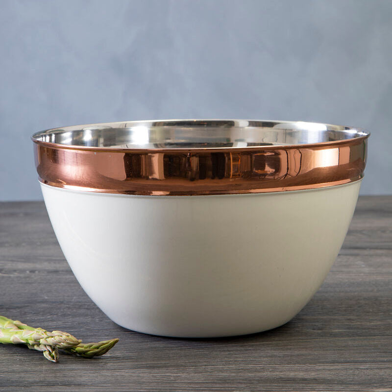 Prescott Large Cream And Copper Mixing Bowl