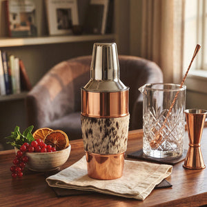 Albany Copper Finish and Hair on Leather Cocktail Shaker
