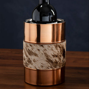 Albany Copper Finish and Hair on Leather Wine Cooler