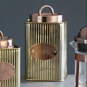 Square Biscuits Canister in Gold | Prescott