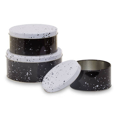 Paice Set Of Three Black And White Storage Tins