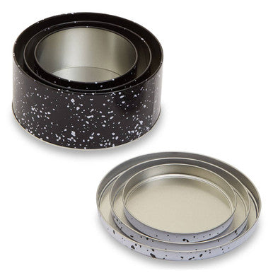 Paice Set Of Three Black And White Storage Tins