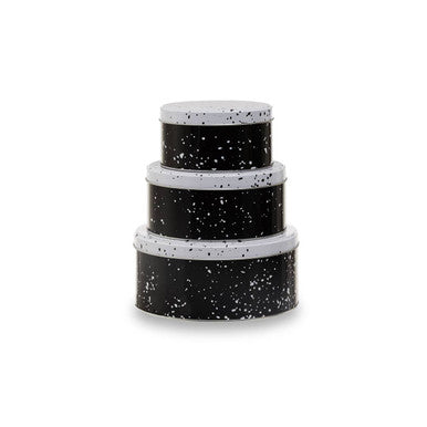 Paice Set Of Three Black And White Storage Tins