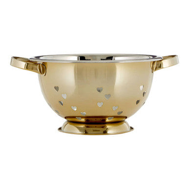 Hearts Design Gold Colander