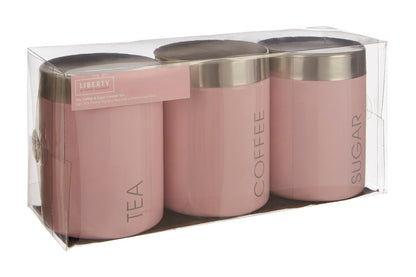 Liberty Light Pink Enamel Canisters