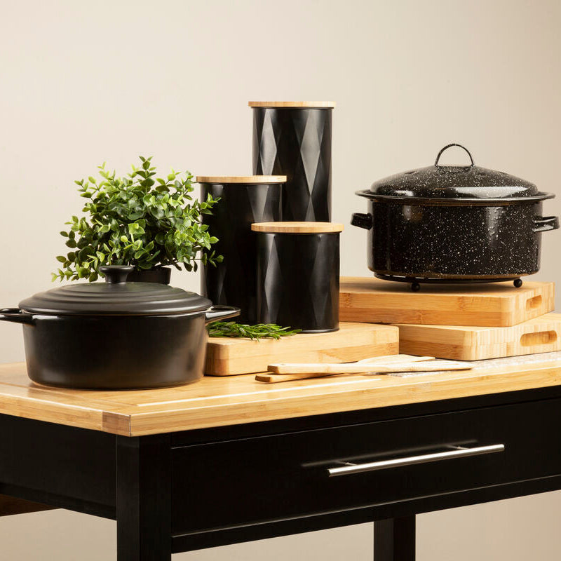 Rhombus Black Medium Storage Canister