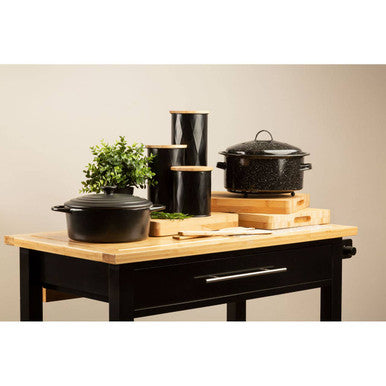 Rhombus Black Metal Medium Round Storage Canister