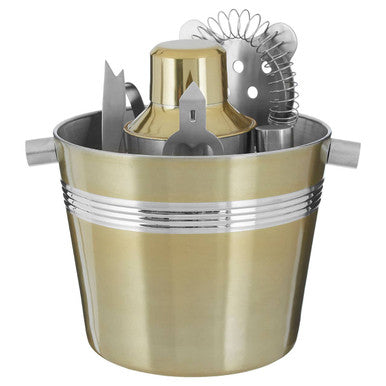 7Pc Bar Set With Brushed Gold Finish