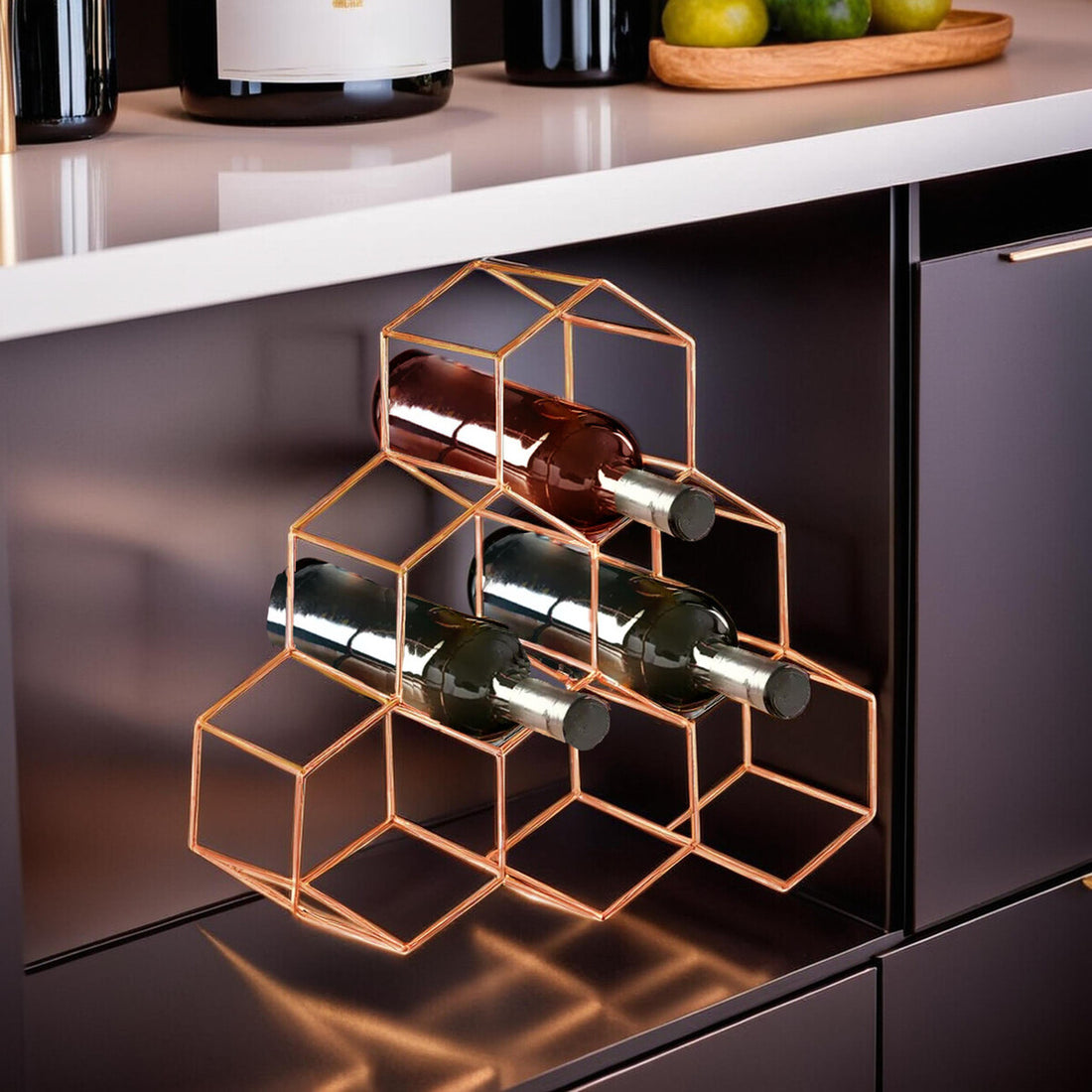 Vertex 6 Bottle Copper Finish Wine Rack