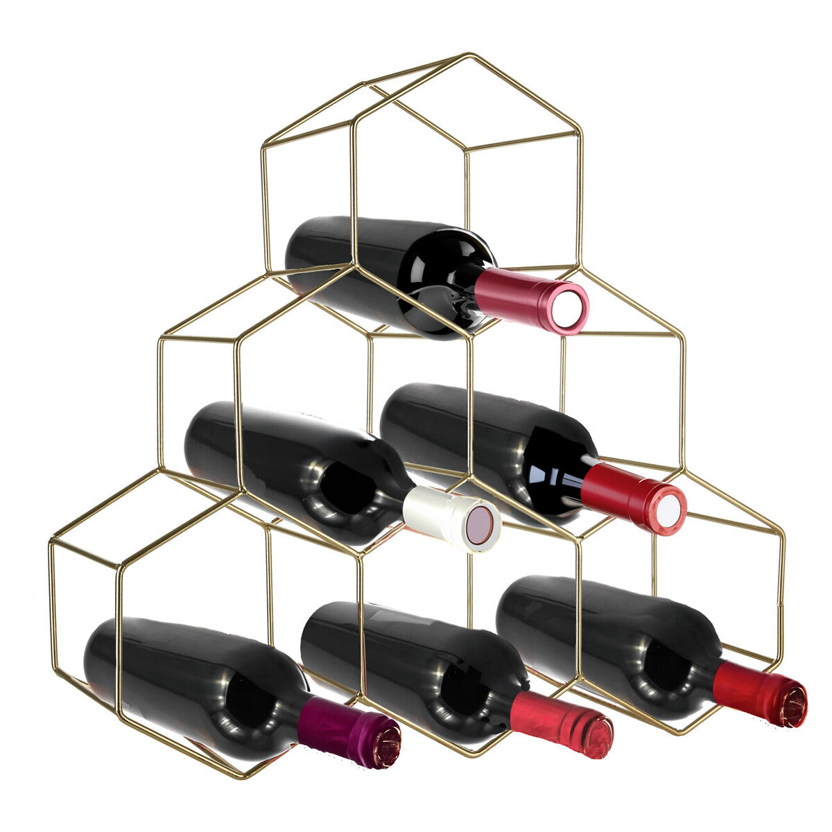 Vertex 6 Bottle Gold Finish Wine Rack