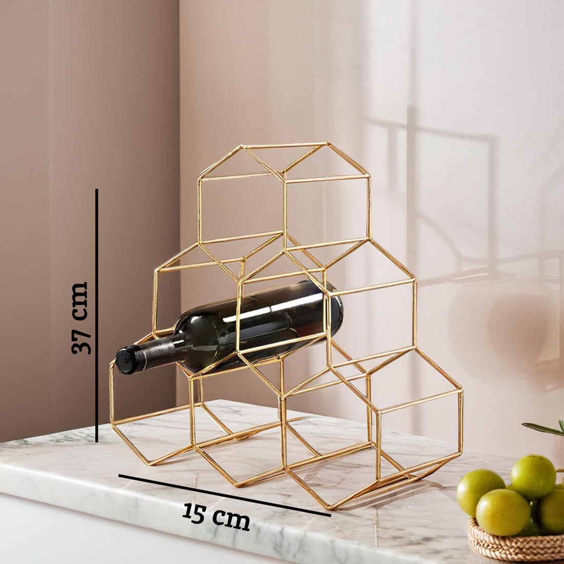 Vertex 6 Bottle Gold Finish Wine Rack